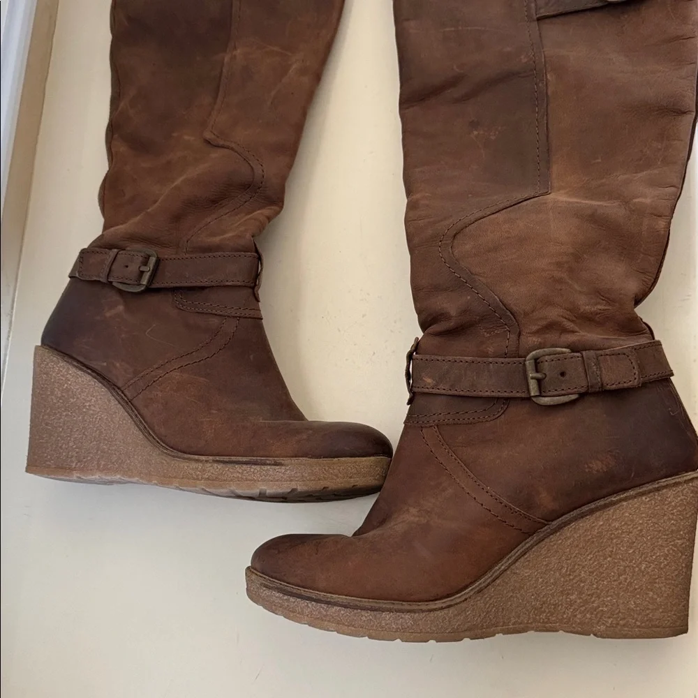 ALDO Brown Wedge Knee-High Boots